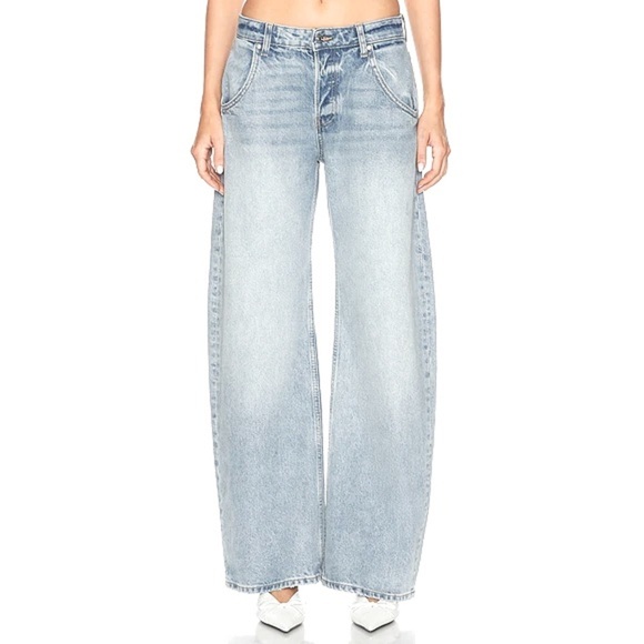 GRLFRND x Maggie MacDonald Jade Low Rise Relaxed Flare Jeans in Fairfax North - Picture 1 of 13